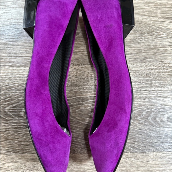 Delman Shoes Women's 8M Purple Suede Pump Wedge 1" Heel Square Heel Round Toe - Picture 4 of 9